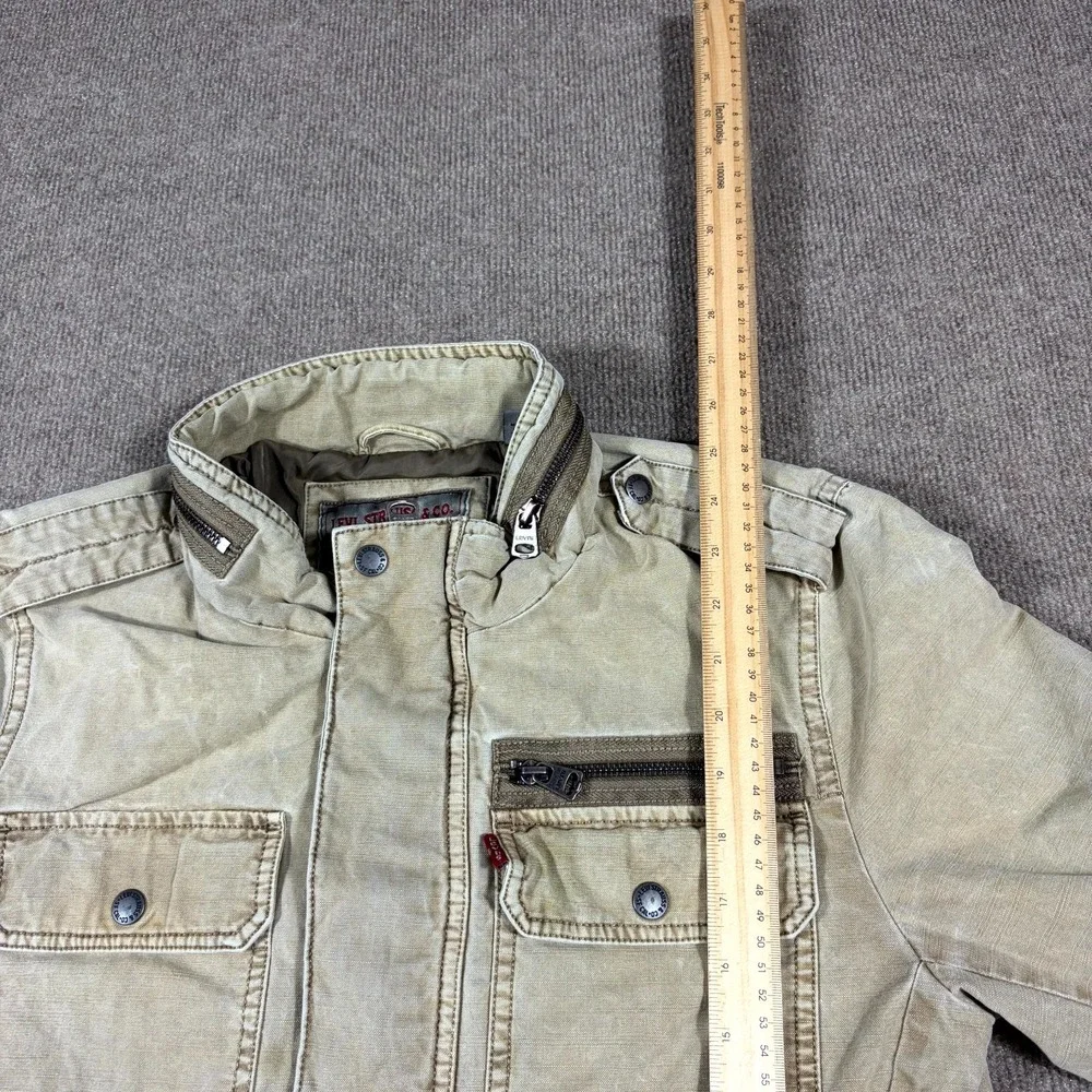 Levi's Military Jacket Mens Small Beige Cotton Canvas Workwear Utility Pockets